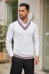 Casual V-Neck Sweater Vest for Men, White