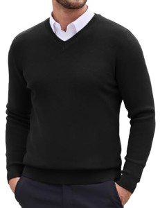 COOFANDY Men's V Neck Lightweight Knitted Sweater