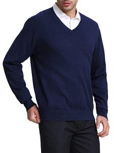 KALLSPIN Men's Relaxed Fit V Neck Sweater