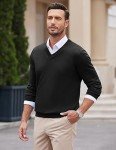 COOFANDY Black Slim Fit V Neck Sweater