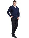 KALLSPIN Men's Relaxed Fit V Neck Sweater