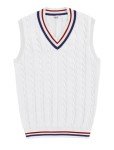 Casual V-Neck Sweater Vest for Men, White