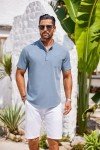 Men's Casual Summer Linen Henley Short Sleeve Shirt