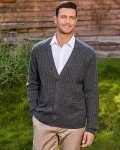 KALLSPIN Men's Cashmere Wool Blend V Neck Cardigan