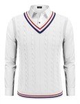 Casual V-Neck Sweater Vest for Men, White