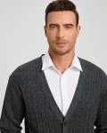 KALLSPIN Men's Cashmere Wool Blend V Neck Cardigan