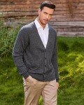KALLSPIN Men's Cashmere Wool Blend V Neck Cardigan