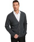 KALLSPIN Men's Cashmere Wool Blend V Neck Cardigan