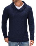 Men's V-Neck Shawl Collar Cable Knit Sweater