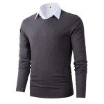 Men's Deep Grey V-Neck Pullover Sweater