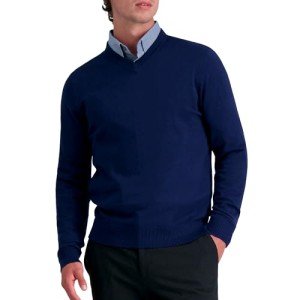 Haggar Men's V-Neck Sweater in Glacier Blue