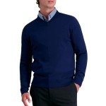 Haggar Men's V-Neck Sweater in Glacier Blue