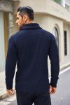 Men's V-Neck Shawl Collar Cable Knit Sweater
