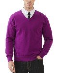 KALLSPIN Men's Purple V Neck Cotton Sweater