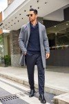 Men's V-Neck Shawl Collar Cable Knit Sweater