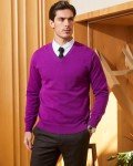 KALLSPIN Men's Purple V Neck Cotton Sweater