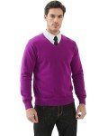 KALLSPIN Men's Purple V Neck Cotton Sweater