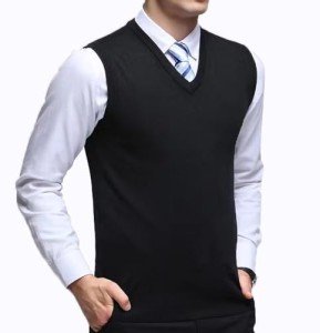 Men's Casual Sleeveless V-Neck Knit Vest - Navy