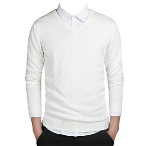 Men’s Long-Sleeve V-Neck Sweater - White