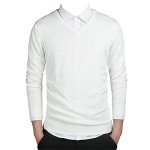 Men’s Long-Sleeve V-Neck Sweater - White