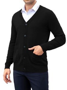 Men's V-Neck Cardigan Sweater with Pockets