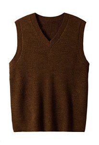 ZHILI Men's Sleeveless V-Neck Knitted Sweater - Chocolate