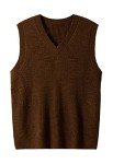 ZHILI Men's Sleeveless V-Neck Knitted Sweater - Chocolate