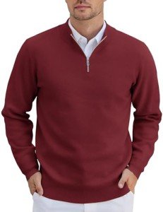 COOFANDY Men's Slim Fit Quarter Zip Sweater