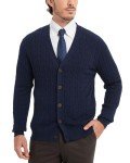 KALLSPIN Men's Casual Cotton Knit Cardigan - Navy