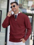 COOFANDY Men's Slim Fit Quarter Zip Sweater