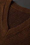 ZHILI Men's Sleeveless V-Neck Knitted Sweater - Chocolate