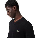 Lacoste Men's Black Organic Cotton V-Neck Sweater