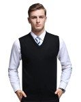 Men's Casual Sleeveless V-Neck Knit Vest - Navy