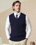 Men's Navy Blue Cable Knit Sweater Vest