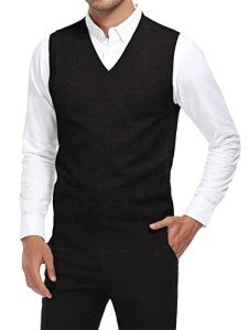 AIYINO Men's Sleeveless V-Neck Sweater Vest, Black