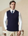Men's Navy Blue Cable Knit Sweater Vest