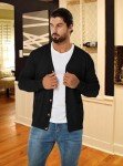 KUYIGO Men's V-Neck Button Cardigan Sweater - Black