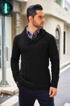 COOFANDY Men's Black V-Neck Shawl Sweater