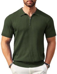 Men's Slim Fit Muscle Polo Shirt - Army Green