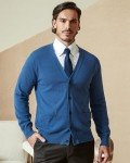 KALLSPIN Men's V-Neck Cotton Cardigan Sweater in Blue