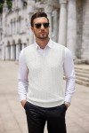 COOFANDY Men's Slim Fit Cable Knit Sweater Vest