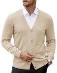 Men's V-Neck Lightweight Knit Cardigan - Beige
