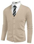 Men's V-Neck Lightweight Knit Cardigan - Beige