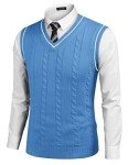 Men's Blue V-Neck Sweater Vest, Slim Fit