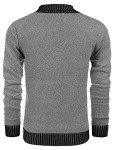 Men's Grey Ribbed V-Neck Sweater, XXL