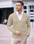 Men's V-Neck Lightweight Knit Cardigan - Beige