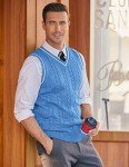 Men's Blue V-Neck Sweater Vest, Slim Fit