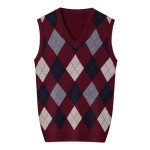 Men's Red Argyle Sleeveless Vest Sweater