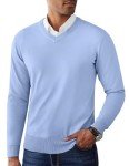 Men's Light Blue V-Neck Slim Fit Sweater