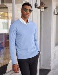 Men's Light Blue V-Neck Slim Fit Sweater